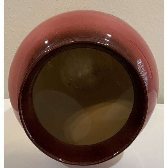 Vtg LARGE Hand Painted Red White Rose Floral Botanical Vase 13” H 7 5/8” D - Picture 7 of 8